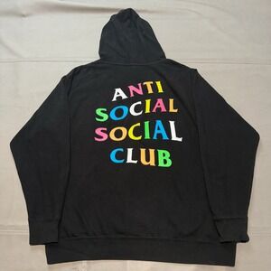 Anti Social Social Club Black Hoodie Supreme Sweater Men Skate Streetwear L USA-